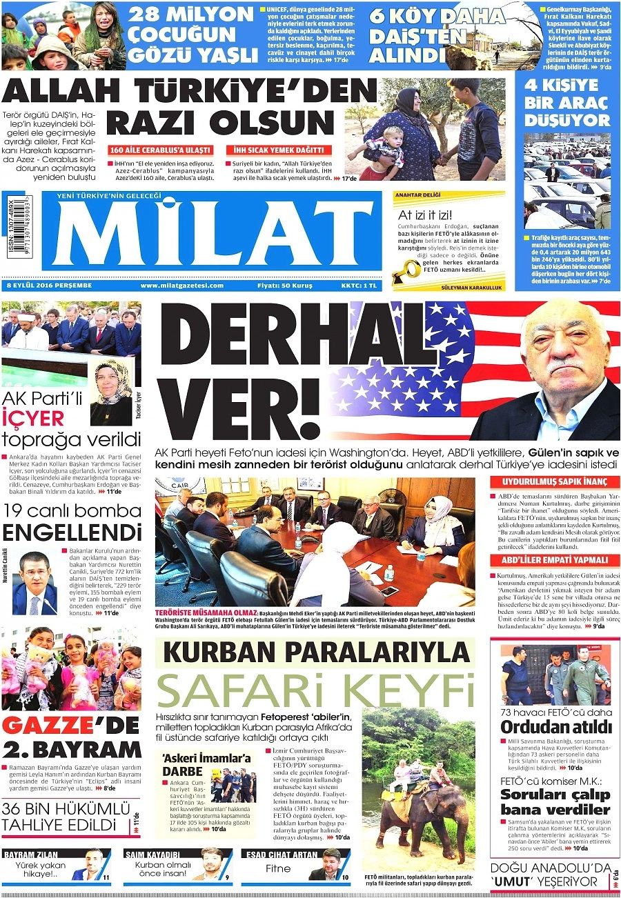 Gazetelerde Bugün | 8 Eylül Perşembe