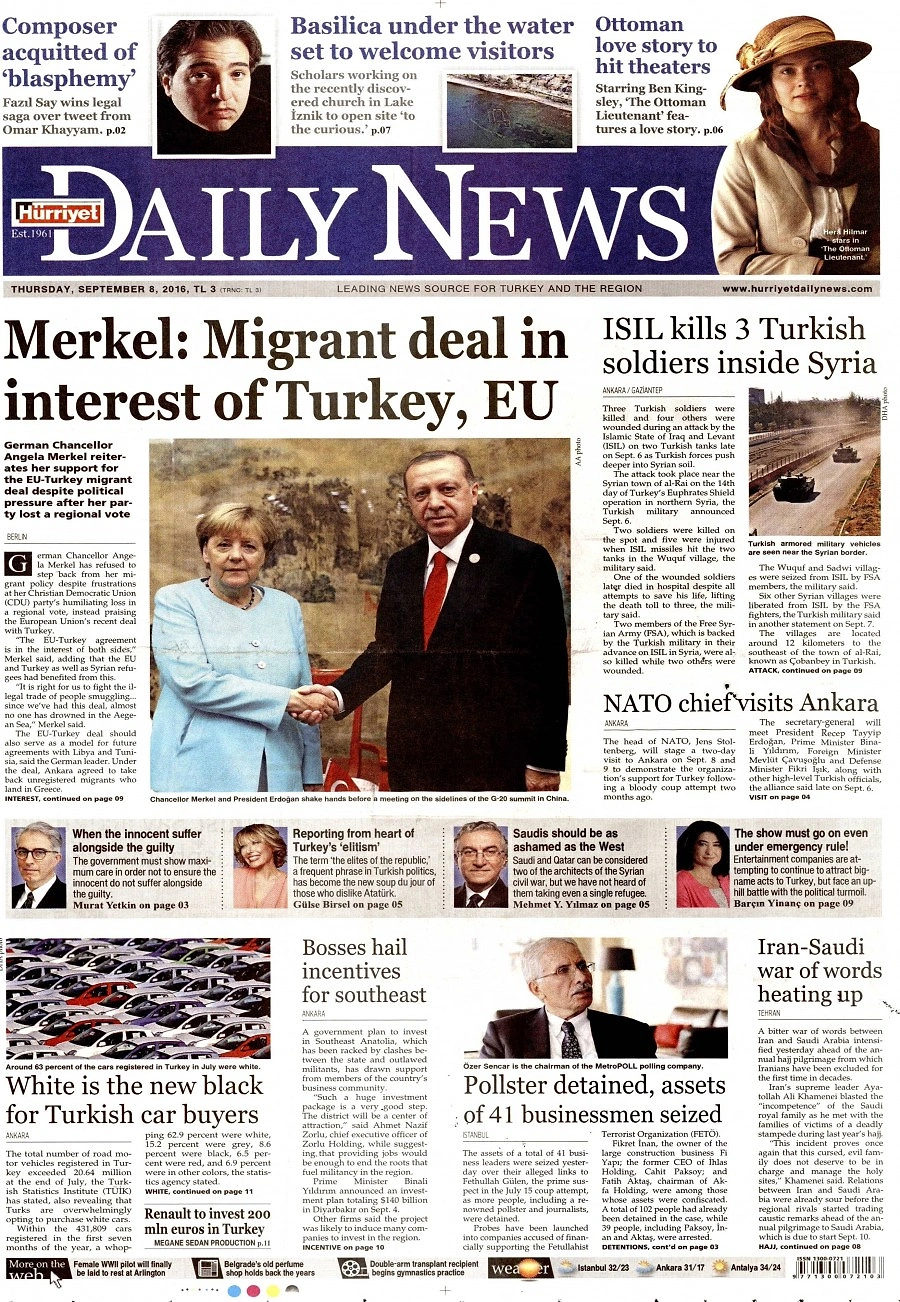 Gazetelerde Bugün | 8 Eylül Perşembe