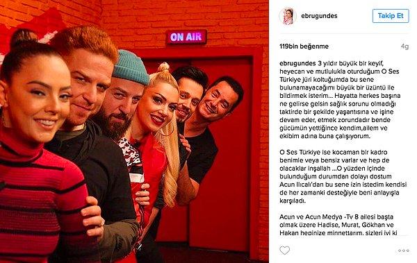 1. Ebru Gündeş, "O Ses Türkiye" yarışması jüriliğinden ayrıldığını Instagram'dan duyurdu.