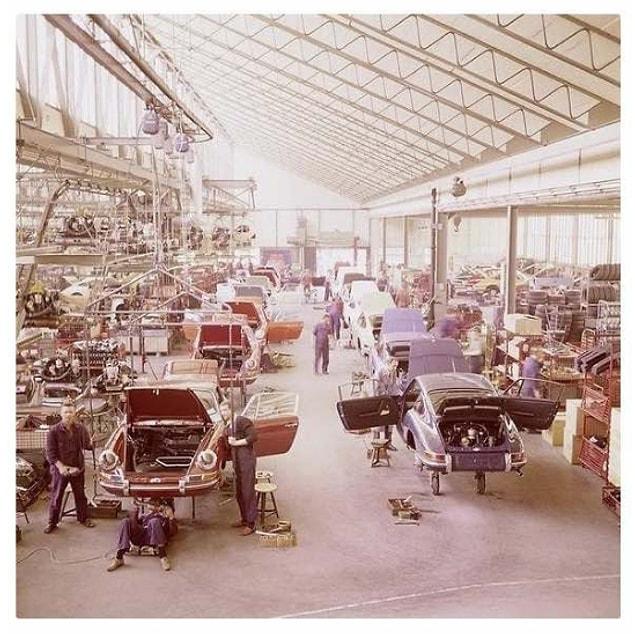 3. The assembly line of Porsche 911 circa 1970s