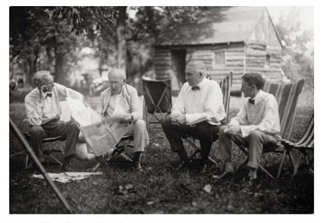 7. Henry Ford, Thomas Edison, Warren G. Harding and Harvey Samuel Firestone