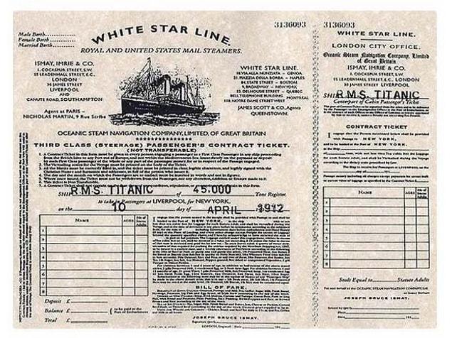 10. Boarding pass of RMS Titanic