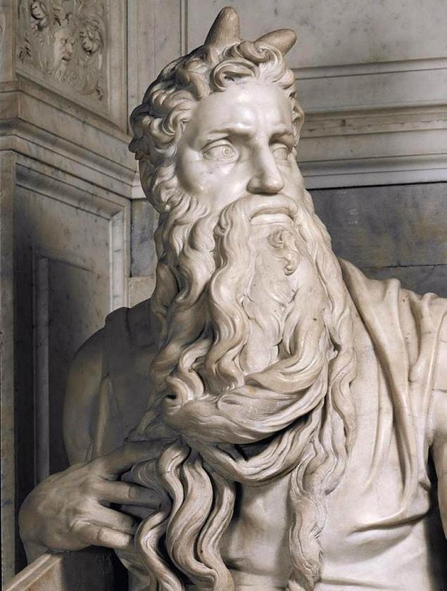 2. Bu boynuzlar neden? "Musa" (1513-1515) Michelangelo