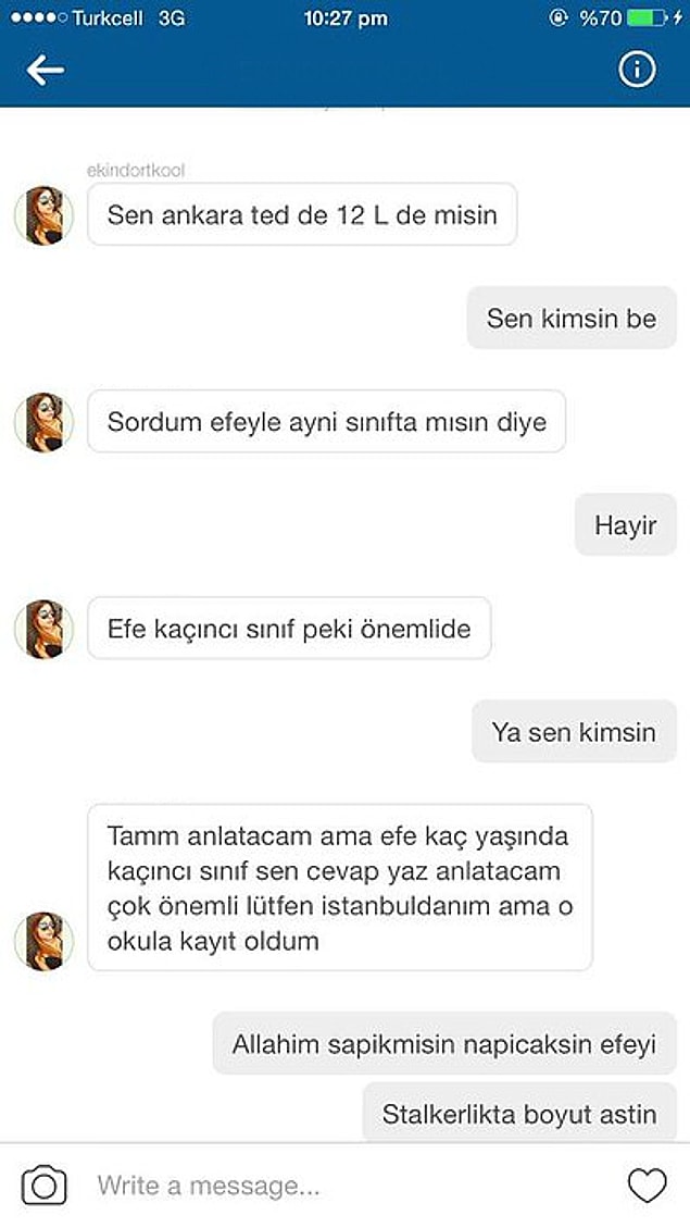 8. "Kızım stalk dayanışması yapsana EFE'Yİ ANLAT BANA"