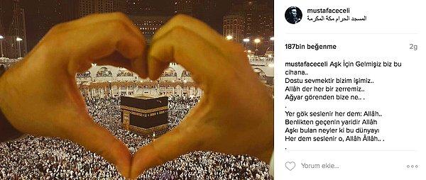 14. Mustafa Ceceli eşi Sinem Ceceli ile hacca gitti, çektiği fotoğrafları Instagram hesabından takipçileriyle paylaştı.