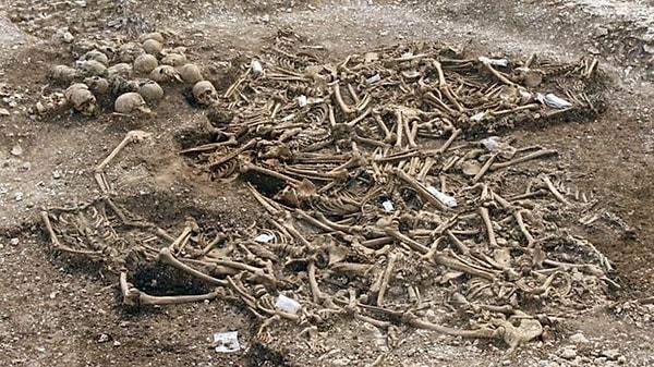 19. İngiltere Weymouth'ta yapılan yol çalışması sırasında, kafası kesilmiş 51 Viking'in toplu mezarı ortaya çıkarıldı.