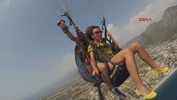Kadın Tatilcinin Yamaç Paraşütünde Yaşadığı Korku Dolu Anlar