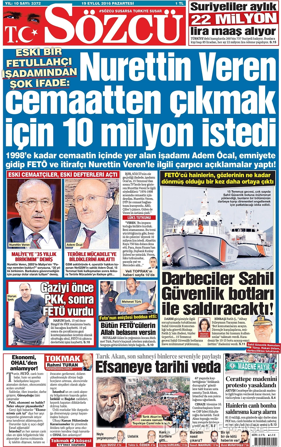 Gazetelerde Bugün | 19 Eylül Pazartesi