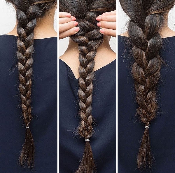 13. В ситуации с косичкой вы можете руками немного расширить промежутки. Такая прическа будет выглядеть небрежно и объемно.