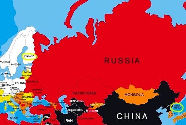 5. North Korea and Finland are separated by just one country: Russia