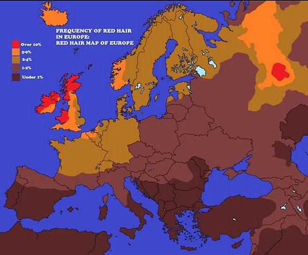 4. Avrupa'nın kızıl saç haritası