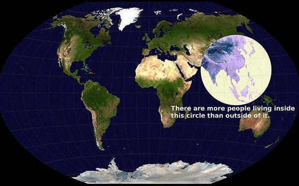 8. Haritada yuvarlak içine alınmış alanda, diğer tüm alanların toplamından daha fazla sayıda insan yaşıyor.