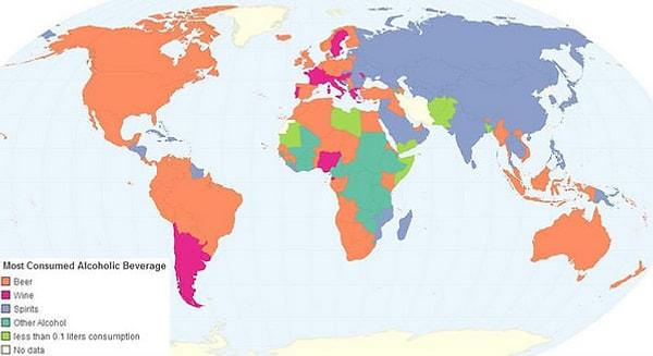 21. Ülkelere göre en popüler alkollü içecekler