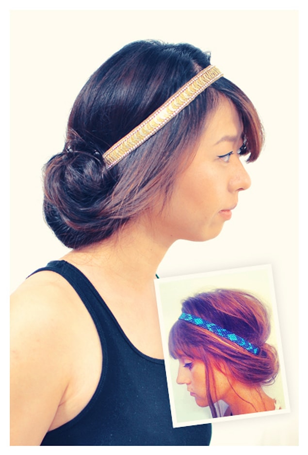 5. Roll your hair up into a hair band for an easy look that looks like you put time into it.