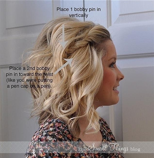 9. You can do this hairstyle by twisting and bobbypinning your hair twice.