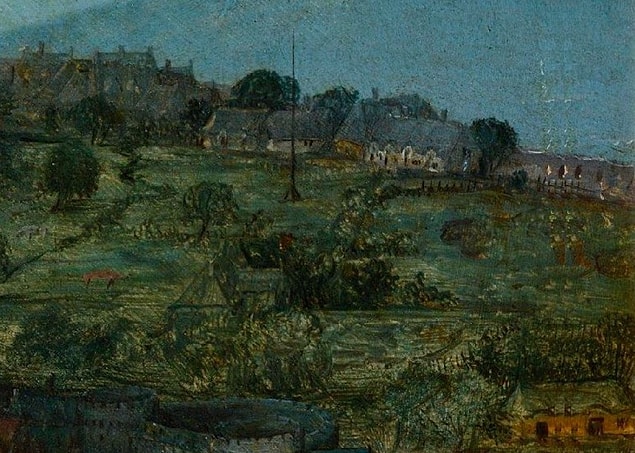 13. DISTANT VIEW: Houses and vegetable gardens.