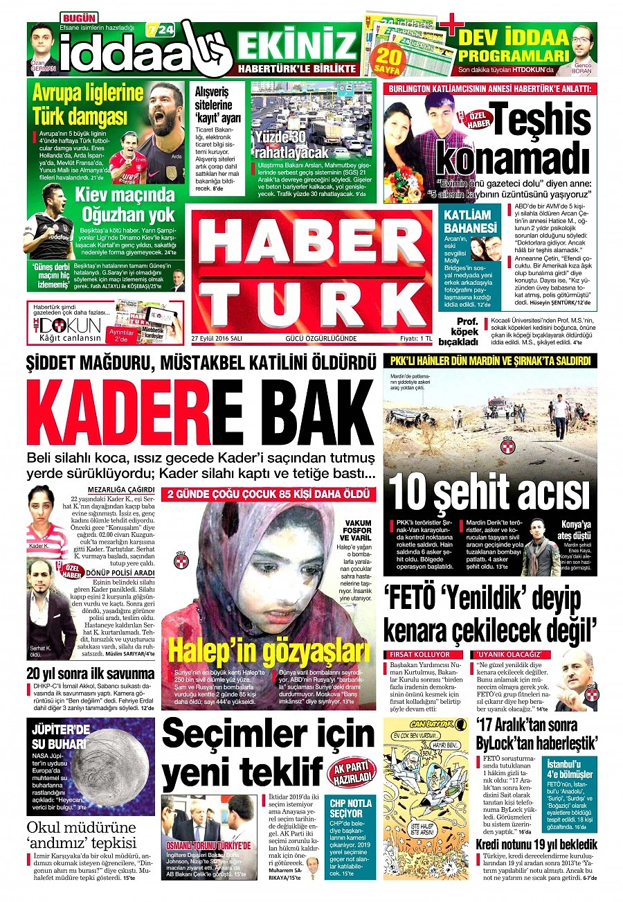 Gazetelerde Bugün | 27 Eylül Salı
