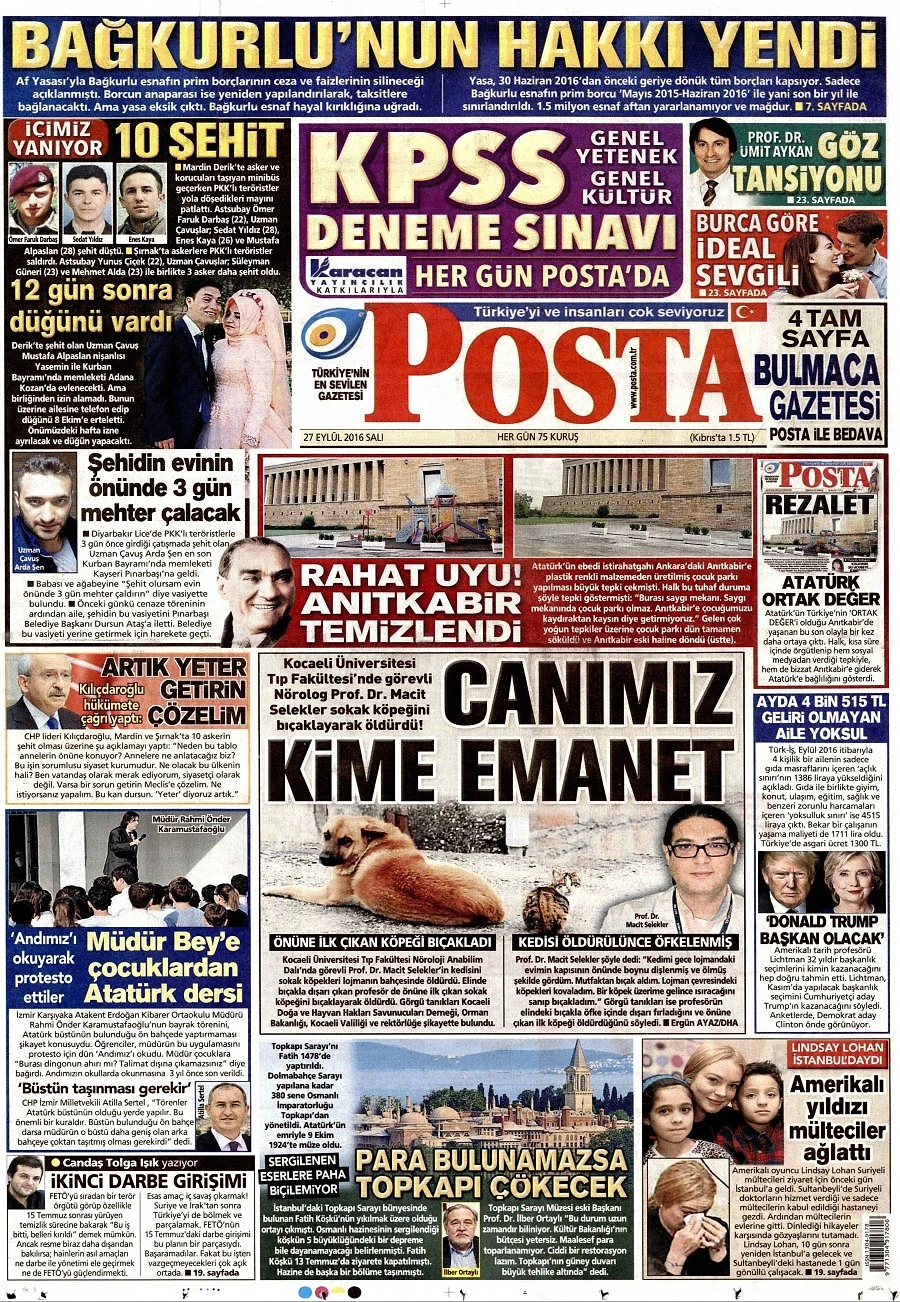 Gazetelerde Bugün | 27 Eylül Salı