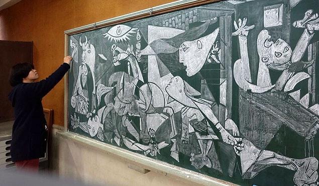 ...to Pablo Picasso’s ‘Guernica,’ the teacher has recreated it all.