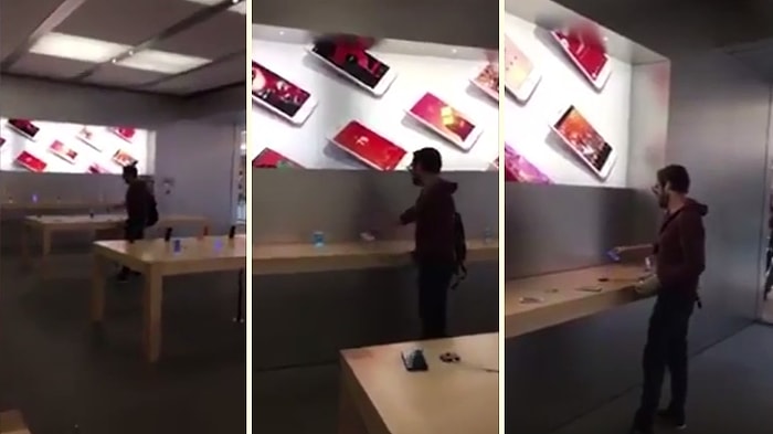 Tüm Öfkesiyle Apple Store'daki Telefonları Patates Eden Adam