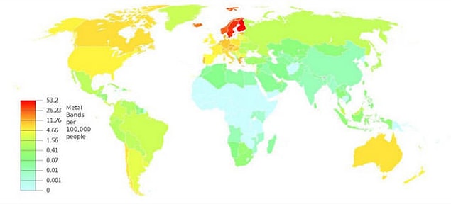 9. Metal Bands Per 100,000 People