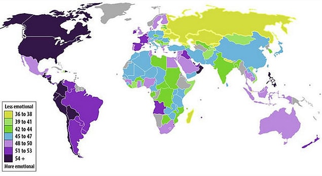 13. Countries Ranked By Emotional Tendencies