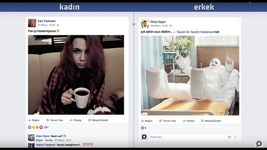 Facebook'ta Kadın vs Facebook'ta Erkek