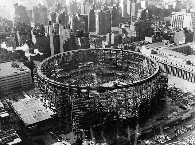 1966'da yapım aşamasında olan Madison Square Garden, New York.