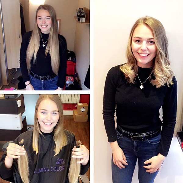 8. Эта девушка отдала 30 сантиметров своих прекрасных волос больным детишкам. Разве она что-то потеряла? Наоборот! 😇😇