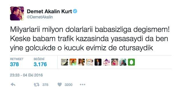 10. Demet Akalın, Twitter üzerinden kaybettiği babasıyla ilgili duygu yüklü bir paylaşım yaptı.