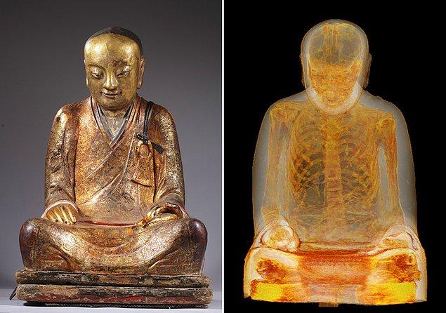 11. CT taramasından geçirilen bir Buda heykelinin içinden, mumyalanmış bir keşiş cesedi çıkmış.