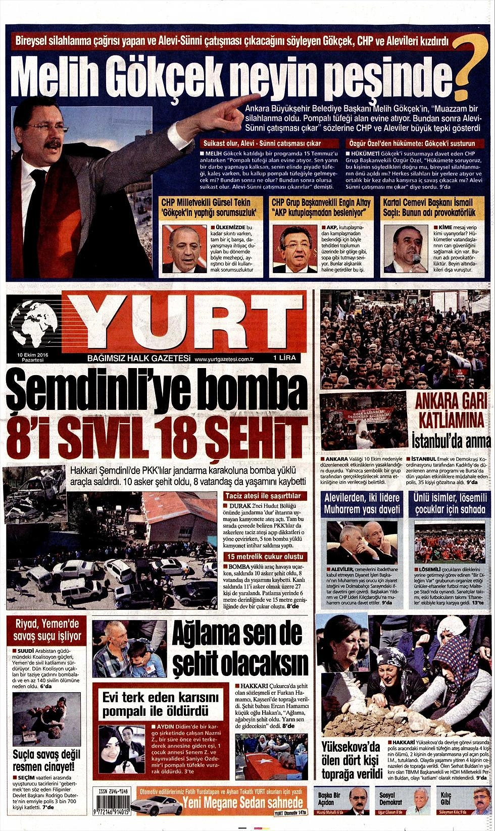 Gazetelerde Bugün | 10 Ekim Pazartesi