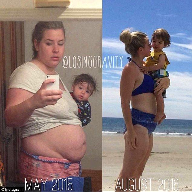 Rachel ikinci bebeğe hamile kalmadan önce 106 kiloydu ve bebekle birlikte bir 5 kilo daha aldı.