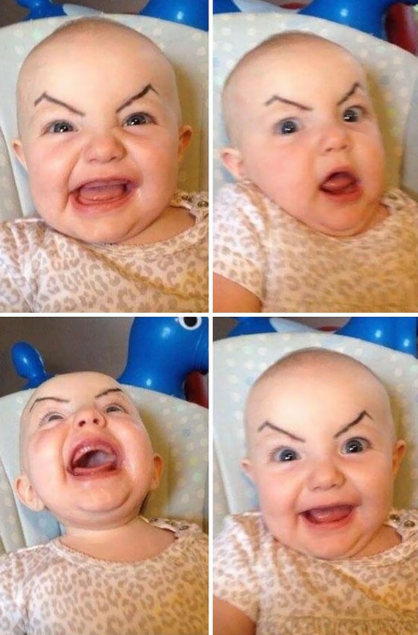 8. Нарисуйте ребенку злые брови, и хорошее настроение на весь день обеспечено