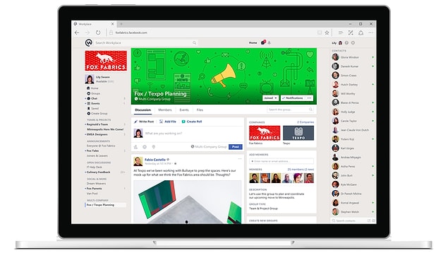 En önemli farklılık, Facebook Workplace'te yalnızca işletme çalışanlarının olması...