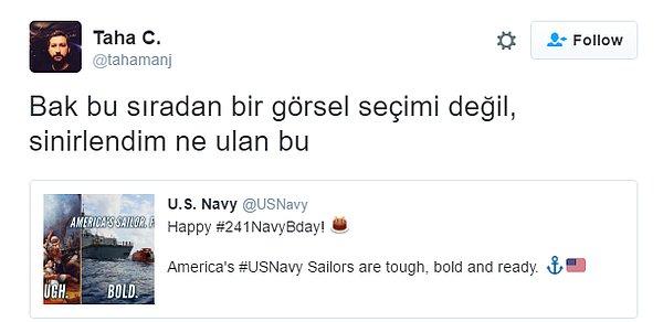 1. Ve ardından Amerikan Donanması'nın attığı tweet'e tepkiler gelmeye başladı...
