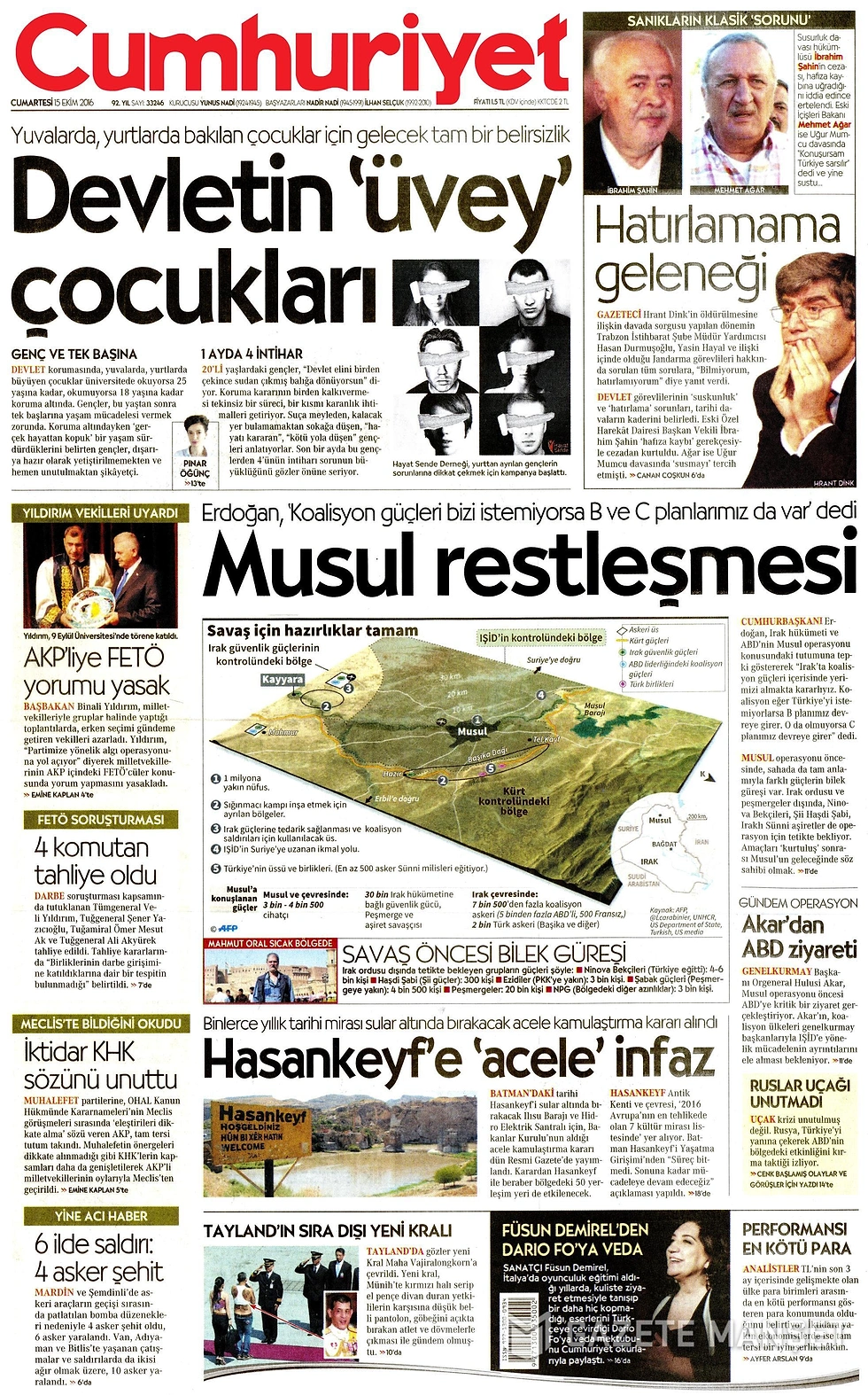 Gazetelerde Bugün | 15 Ekim Cumartesi
