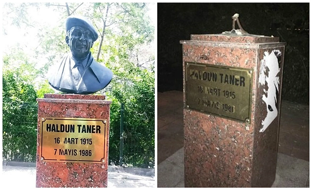 Kadıköy'deki Haldun Taner Büstüne Çirkin Saldırı
