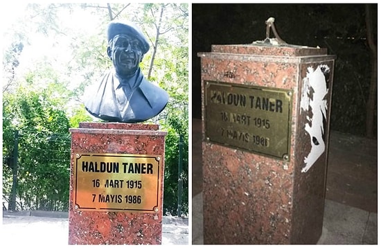 Kadıköy'deki Haldun Taner Büstüne Çirkin Saldırı