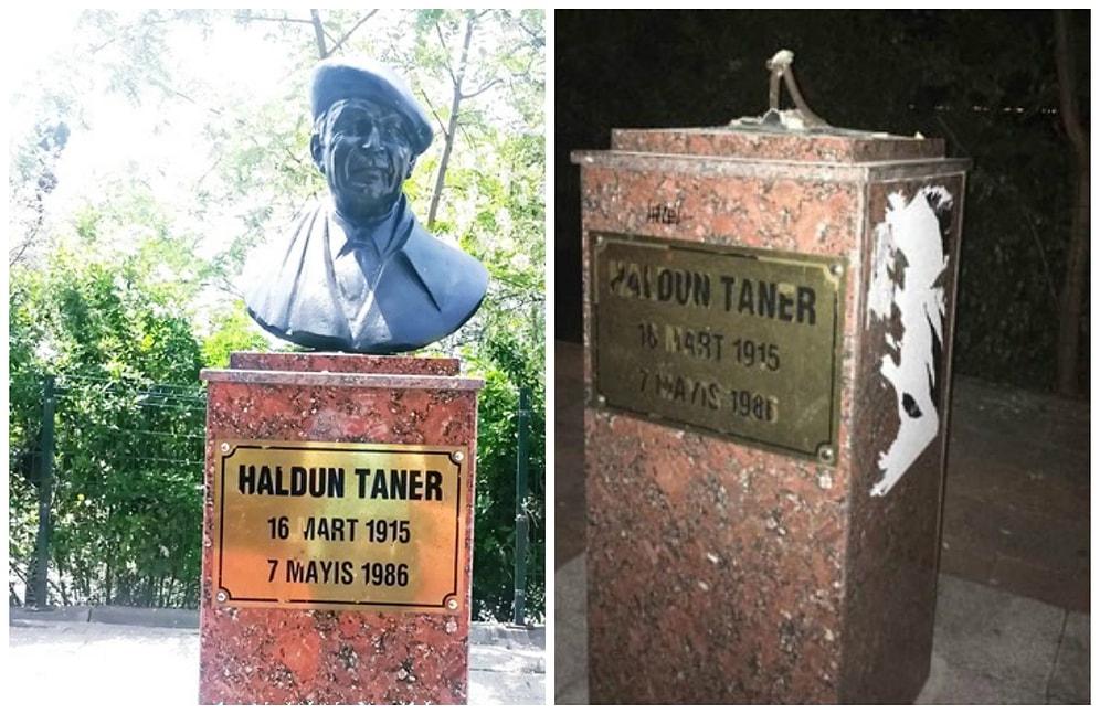 Kadıköy'deki Haldun Taner Büstüne Çirkin Saldırı