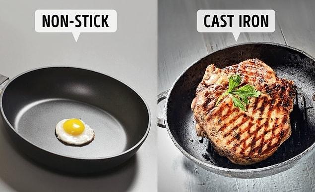 11. Not using cast iron frying pans when cooking meat