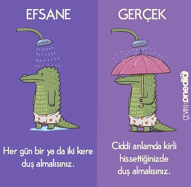 Sabah çıkmadan, akşam da eve girer girmez. 🚿
