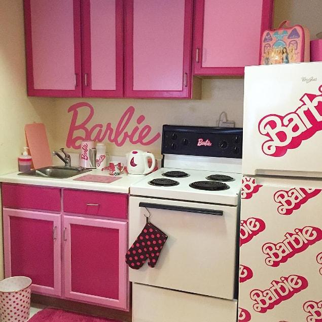 If the stuff she buys is not actually a Barbie brand, she turns it into one with stickers.