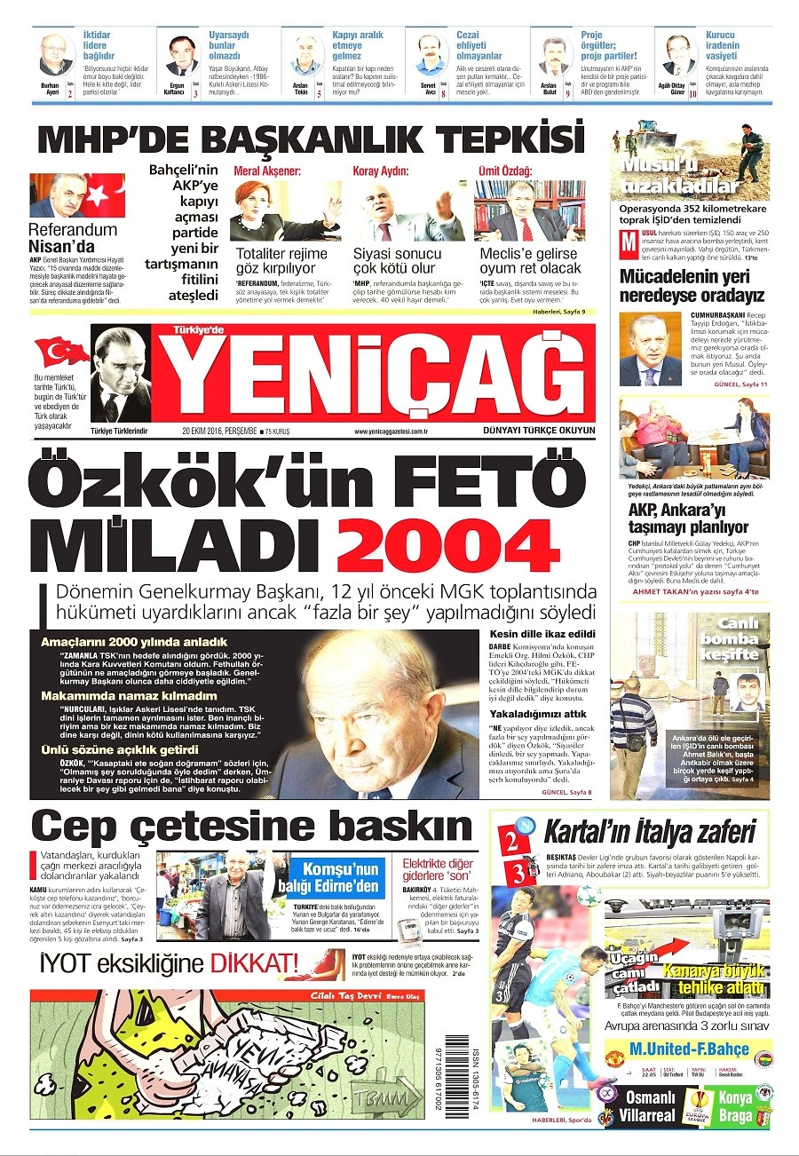 Gazetelerde Bugün | 20 Ekim Perşembe