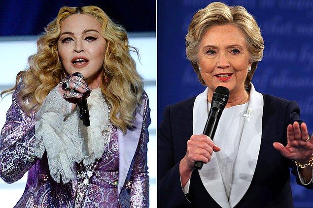 Madonna, 'Size komedinin dahi kadınını takdim etmeden önce bir şey söylemek istiyorum. Eğer Hillary Clinton'a oy verirseniz söz veriyorum, hepinize oral seks yapacağım, bu işte iyiyim' dedi!