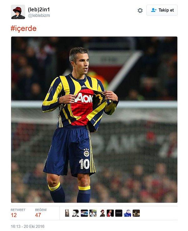 16. Eski takımına karşı Fenerbahçe'nin tek golünü atan Van Persie'yi tüm stat alkışlamıştı