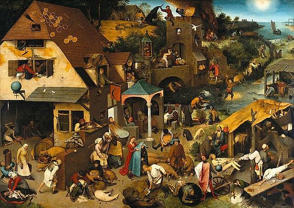 4. "Netherlandish Proverbs", (Felemenk Atasözleri), Pieter Bruegel