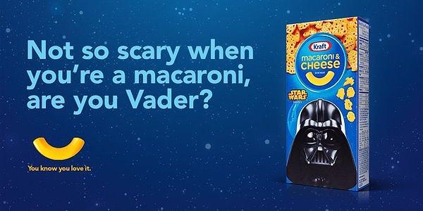 9. Ve tabi Amerika'da en çok tercih edilen markalardan biri Kraft'ın Mac&Cheese kutusunda da Darth Vader abimiz vardı.