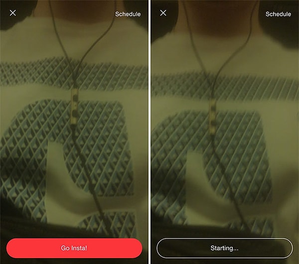 Canlı yayın için ekran üzerinde yer alan kırmızı Go Insta! butonuna dokunmak yeterli olacak.