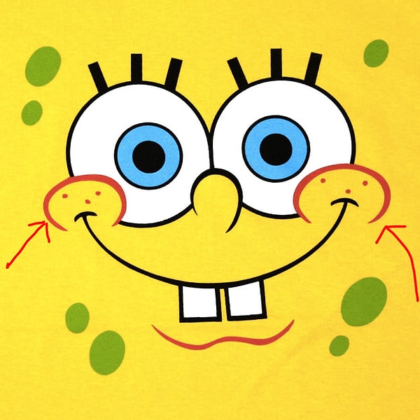 5. Когда Губка Боб улыбается, его щечки грустят